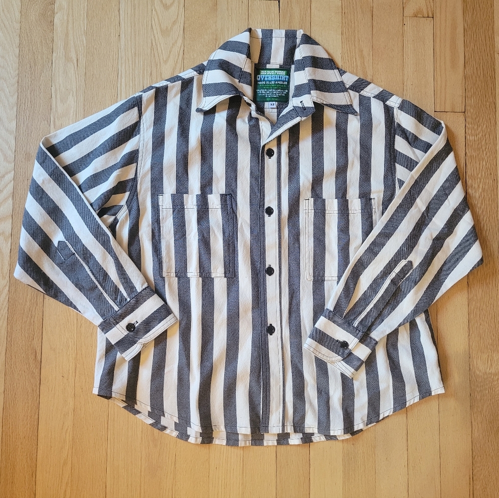 Big Bud Press Cropped Striped Overshirt Xs
